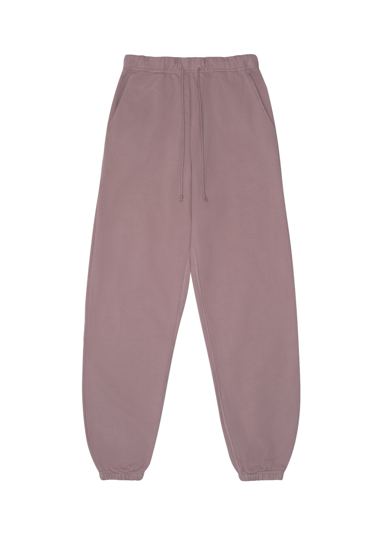 Mauve sweatpants on a white background